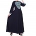 Embroidered umbrella dress abaya- Navy Blue